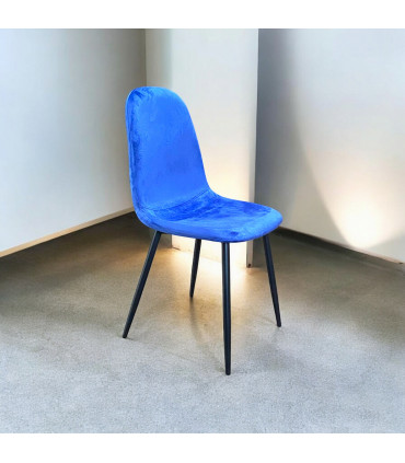 BLUE FABRIC CHAIR BLACK METAL LEGS