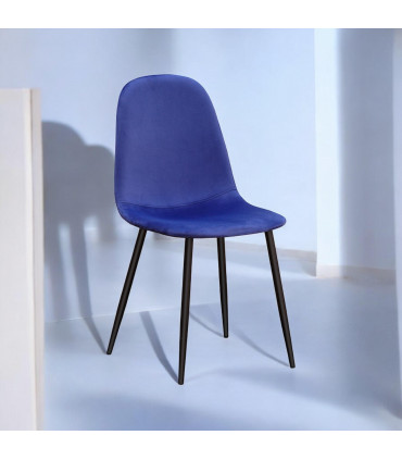 BLUE FABRIC CHAIR BLACK METAL LEGS