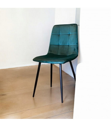 GREEN FABRIC CHAIR BLACK METAL LEGS
