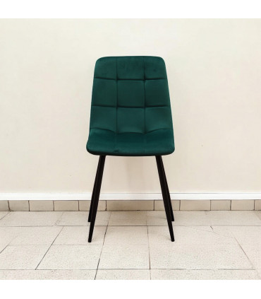 GREEN FABRIC CHAIR BLACK METAL LEGS