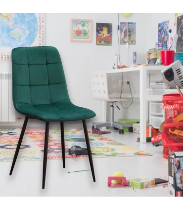 GREEN FABRIC CHAIR BLACK METAL LEGS