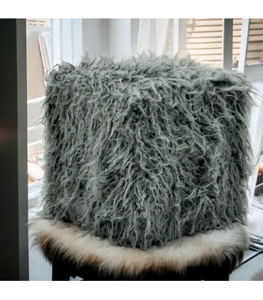 38CM DARK GREY FLUFFY FOOTSTOOL