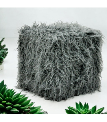 38CM DARK GREY FLUFFY FOOTSTOOL
