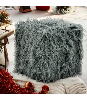 38CM DARK GREY FLUFFY FOOTSTOOL