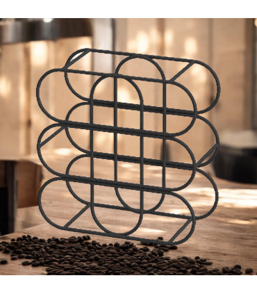 13" CAST IRON BLACK 9 BOTTLE WINE RACK