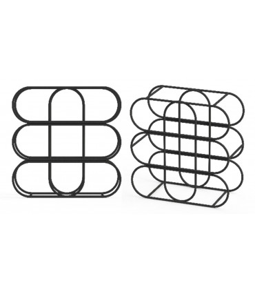 13" CAST IRON BLACK 9 BOTTLE WINE RACK