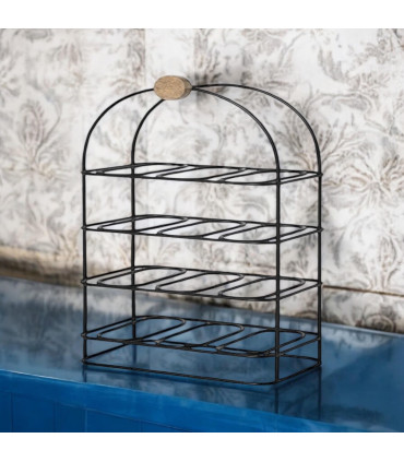 25" CAST IRON BLACK 12 BOTTLE WINE RACK