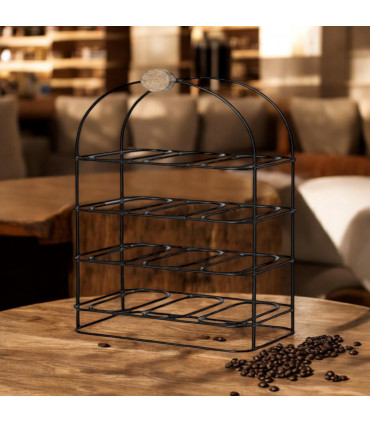 25" CAST IRON BLACK 12 BOTTLE WINE RACK