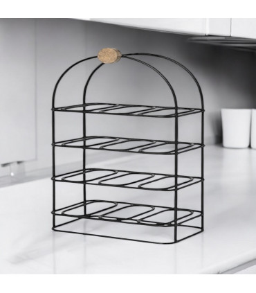 25" CAST IRON BLACK 12 BOTTLE WINE RACK