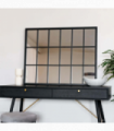 Kyō - Black Metal Rectangle Lattice Window Mirror - 90cm x 70cm