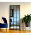 Kyō - Full Length Black Metal Rectangle Lattice Grid Mirror - 150cm x 60cm.