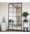 Kyō - Full Length Black Metal Rectangle Lattice Window Mirror - 180cm x 90cm