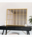 Kyō - Gold Metal Rectangle Lattice Window Mirror - 90cm x 70cm