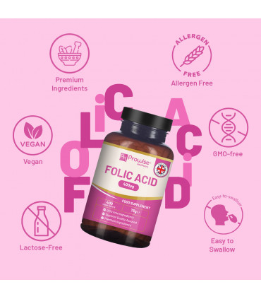 Folic Acid Tablets 400 mcg - 400 Vegan Vitamin B9 Tablets