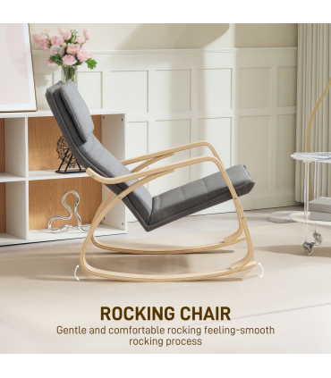 HOMCOM Comfortable Relax Rocking Chair with High Back, Grey
