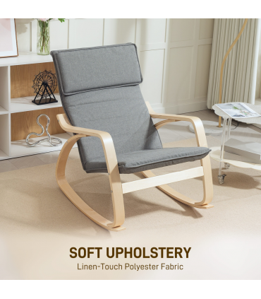 HOMCOM Comfortable Relax Rocking Chair with High Back, Grey