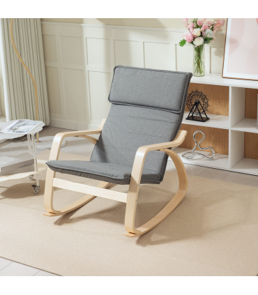 HOMCOM Comfortable Relax Rocking Chair with High Back, Grey