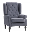 HOMCOM Accent Armchair Home Furniture Retro Tufted Club Fabric Charcoal Grey
