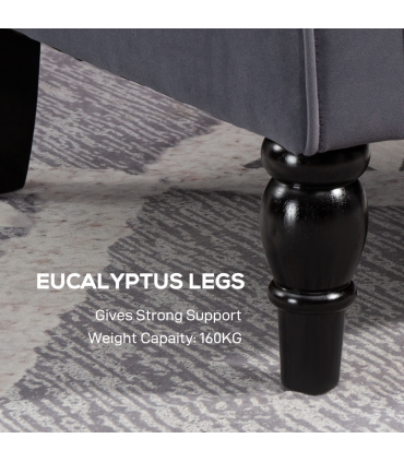 HOMCOM Accent Armchair Home Furniture Retro Tufted Club Fabric Charcoal Grey