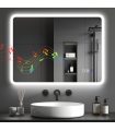HOMCOM 600 x 800 mm Bluetooth Bathroom Mirror with LED Lights Wall Mounted