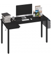 HOMCOM L-Shaped Corner Desk Computer with Fabric Bag and Hooks, Black