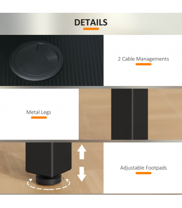 HOMCOM L-Shaped Corner Desk Computer with Fabric Bag and Hooks, Black