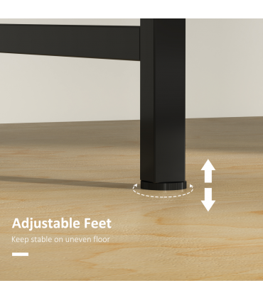 HOMCOM 2-Tier Writing Desk Metal Frame with Storage Shelf Rustic Brown