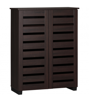 HOMCOM Shoe Storage Cabinet with Slatted Doors for 15 Pairs of Shoes Brown