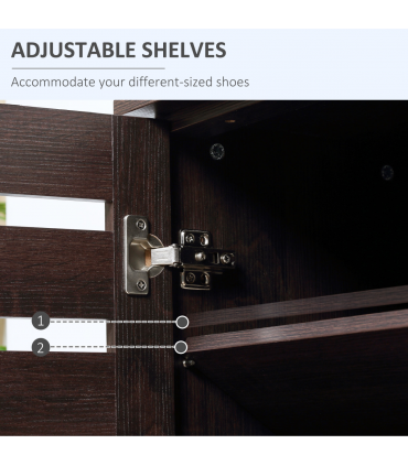 HOMCOM Shoe Storage Cabinet with Slatted Doors for 15 Pairs of Shoes Brown