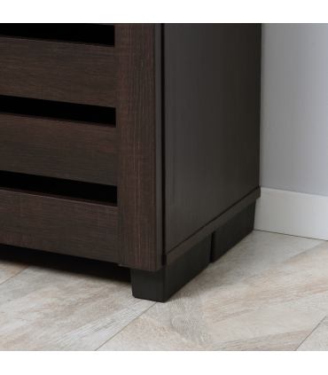 HOMCOM Shoe Storage Cabinet with Slatted Doors for 15 Pairs of Shoes Brown