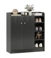 HOMCOM Shoe Storage Cabinet Footwear Rack Stand w/Adjustable Shelves Black