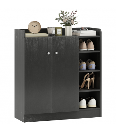 HOMCOM Shoe Storage Cabinet Footwear Rack Stand w/Adjustable Shelves Black