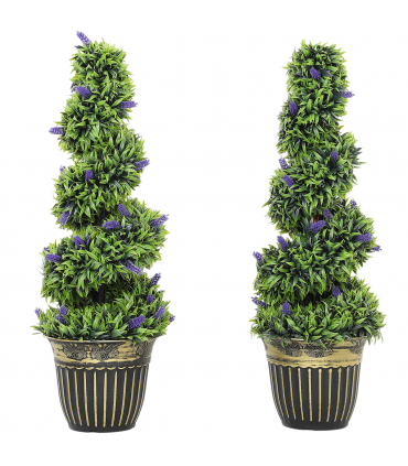 HOMCOM Set of 2 Decorative Artificial Plants with Lavender and Pot, 90cm