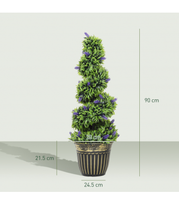 HOMCOM Set of 2 Decorative Artificial Plants with Lavender and Pot, 90cm