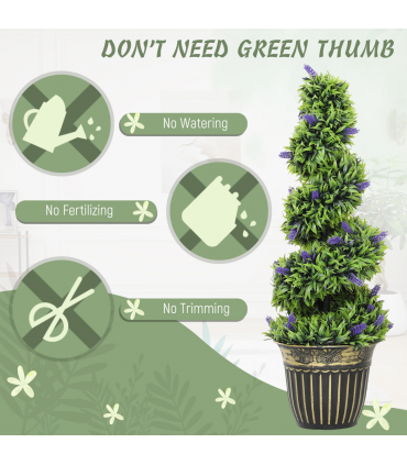 HOMCOM Set of 2 Decorative Artificial Plants with Lavender and Pot, 90cm