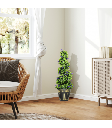 HOMCOM Set of 2 Decorative Artificial Plants with Lavender and Pot, 90cm