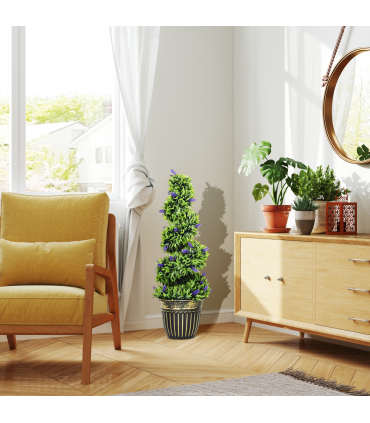 HOMCOM Set of 2 Decorative Artificial Plants with Lavender and Pot, 90cm