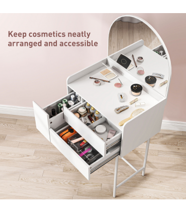 HOMCOM Makeup Vanity Table with Mirror Drawers Modern Dressing Table White