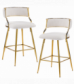 2pcs Thick Corduroy Gold-plated Iron Feet Bar Stool Beige