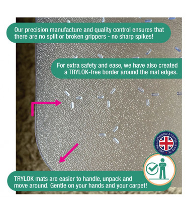 Cleartex TrYlok Rectangular Lipped PVC Chair  Mat for Low Pile Carpets up to 6mm - 120 x 90cm