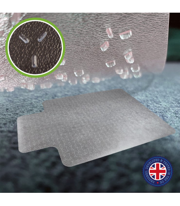Cleartex TrYlok Rectangular Lipped PVC Chair  Mat for Low Pile Carpets up to 6mm - 120 x 90cm