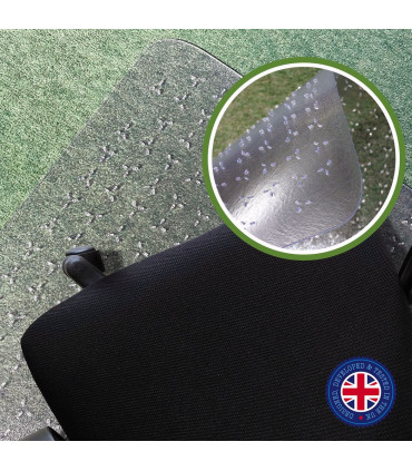 Cleartex® TrYlok® Rectangular PVC Chair  Mat for Low Pile Carpets up to 6mm - 90 x 120cm