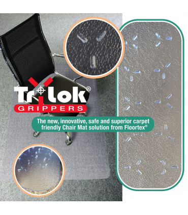 Cleartex® TrYlok® Rectangular PVC Chair  Mat for Low Pile Carpets up to 6mm - 90 x 120cm