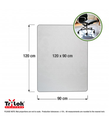 Cleartex® TrYlok® Rectangular PVC Chair  Mat for Low Pile Carpets up to 6mm - 90 x 120cm