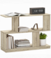 HOMCOM Modern Narrow End Table, S-Shaped Nightstand, Natural Wood Finish