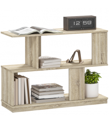 HOMCOM Modern Narrow End Table, S-Shaped Nightstand, Natural Wood Finish