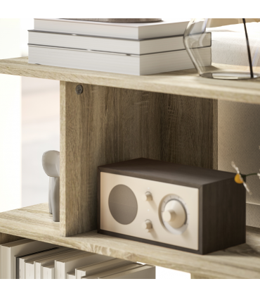 HOMCOM Modern Narrow End Table, S-Shaped Nightstand, Natural Wood Finish