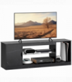 HOMCOM Marble Effect TV Stand Cabinet with Glass Shelf for 55 Inch TVs