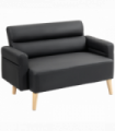 HOMCOM 2 Seater Sofa Settee, Modern Faux Leather Couch with Wood Legs