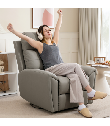 HOMCOM Recliner Armchair, Manual Reclining Chair for Living Room, Grey